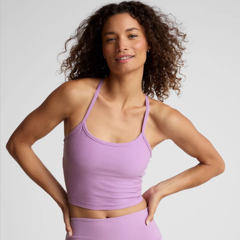 NWT Beyond Yoga Spacedye Slim Racerback Cropped Tank in Lilac Petal Heather